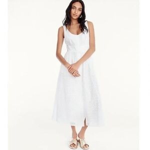 J. Crew White Button Front Eyelet Midi Dress 6
